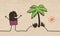 Black cartoon Man with Exotic Island