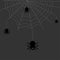 Black cartoon spiders with white web on gray background