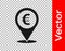 Black Cash location pin icon isolated on transparent background. Pointer and euro symbol. Money location. Business and