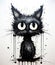 Black cat abstract. Monochrome feline art on a clean canvas. Generative AI