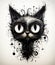 Black cat abstract. Monochrome feline art on a clean canvas. Generative AI