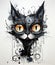 Black cat abstract. Monochrome feline art on a clean canvas. Generative AI