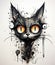 Black cat abstract. Monochrome feline art on a clean canvas. Generative AI