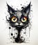 Black cat abstract. Monochrome feline art on a clean canvas. Generative AI