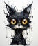 Black cat abstract. Monochrome feline art on a clean canvas. Generative AI