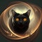 Black Cat Avatar Orange Eyes Mind Powers Psychic Waves Animal Generative AI