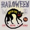 Black cat and bat. Color image, party invitation, halloween, flyer, poster, banner, package.