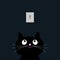 Black cat in the dark. Tumbler on off switch. Flat