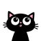 Black cat face head silhouette looking up. Cute cartoon character. Kawaii smiling animal. Baby card. Pet collection. Flat design