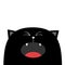 Black cat face head silhouette screaming crying. Cute cartoon character. Kawaii animal. Baby card. Pet collection. Flat design sty