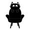 Black cat face silhouette holding armchair. Baby kitty kitten. Cute cartoon character. Pet adoption. Flat design style. White