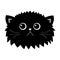 Black cat fluffy head face icon set. Cute funny cartoon character. Sad emotion. Kitty Whiske.r Baby pet collection. White