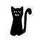 Black cat in hand drawn in doodle style. , scandinavian, monochrome. single element for design, sticker, card, poster. animal, pet