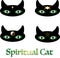 Black cat head collection with spiritual symbols