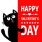 Black cat holding big signboard. Looking up. Cute cartoon funny kitten kitty hiding behind paper. Valentines Day Calligraphy lette