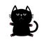 Black cat icon. Cute funny cartoon grumpy character. Kawaii animal. Big tail, whisker, eyes. Sad emotion. Kitty kitten Baby pet co