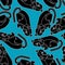 Black cat Isometrics pattern. Home pet 3d background. Vector ill