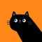 Black cat kitten face head body in the corner. Cute kawaii baby pet animal. Cartoon character. Scandinavian style. Notebook cover