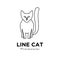 Black cat line pets logo vector icon illustration isolated design