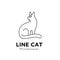 Black cat line pets logo vector icon illustration isolated design