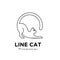 Black cat line pets logo vector icon illustration isolated design