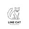 Black cat line pets logo vector icon illustration isolated design