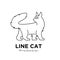 Black cat line pets logo vector icon illustration isolated design