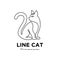 Black cat line pets logo vector icon illustration isolated design