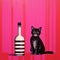 Black Cat With Liquor: A Striped Painting In Liam Gillick Style