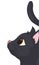 Black cat looking at top with tail sticking out, Vector illustration