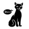 Black cat meow lettering isolated on white vector illustration