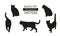 Black cat minimalistic tattoo design. Set of isolated feline silhouettes on white background