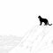 Black Cat On Mountain Cliff: Monotone Illustration With Strong Contours