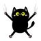 Black cat nail claw scratch. Screaming kitten. Crossed green eye. Cute cartoon kawaii funny character falling down. Excoriation