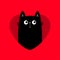 Black cat peeks out of a heart hole. Happy Valentines day. Kitten in heart. Kitty kitten silhouette. Cute cartoon kawaii funny