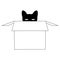 Black cat peeps out of the box. Minimalism style. The design is suitable for modern decor