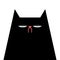 Black cat portrait. Dark pet muzzle. Vector