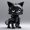 Black Cat Robot Pet In Vray Style - Cute And Shiny Kawaiipunk Figurine
