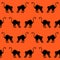 Black cat seamless pattern. Black silhouettes of seamless texture. Halloween