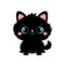 Black cat sitting. Head face silhouette icon. Kitten with blue eyes. Cute cartoon funny baby character. Funny kawaii animal. Pet