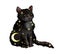 Black cat with stars. Watercolor animal with fantasy night image for sacred, astronomy, spiritual design