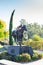 Black Caviar bronze statue on the banks of Lake Nagambie.