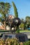 Black Caviar bronze statue on the banks of Lake Nagambie.