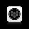 Black Caviar on a plate icon isolated on black background. Silver square button. Vector.