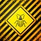 Black Chafer beetle icon isolated on yellow background. Warning sign. Vector