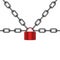 Black chains locked by padlock in red design