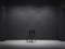 Black chair in dark interior. 3d rendering