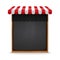 Black chalkboard frame with red awning