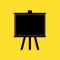 Black Chalkboard icon isolated on yellow background. School Blackboard sign. Long shadow style. Vector