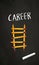 Black chalkboard with pencil ladder and the word career - Karriere